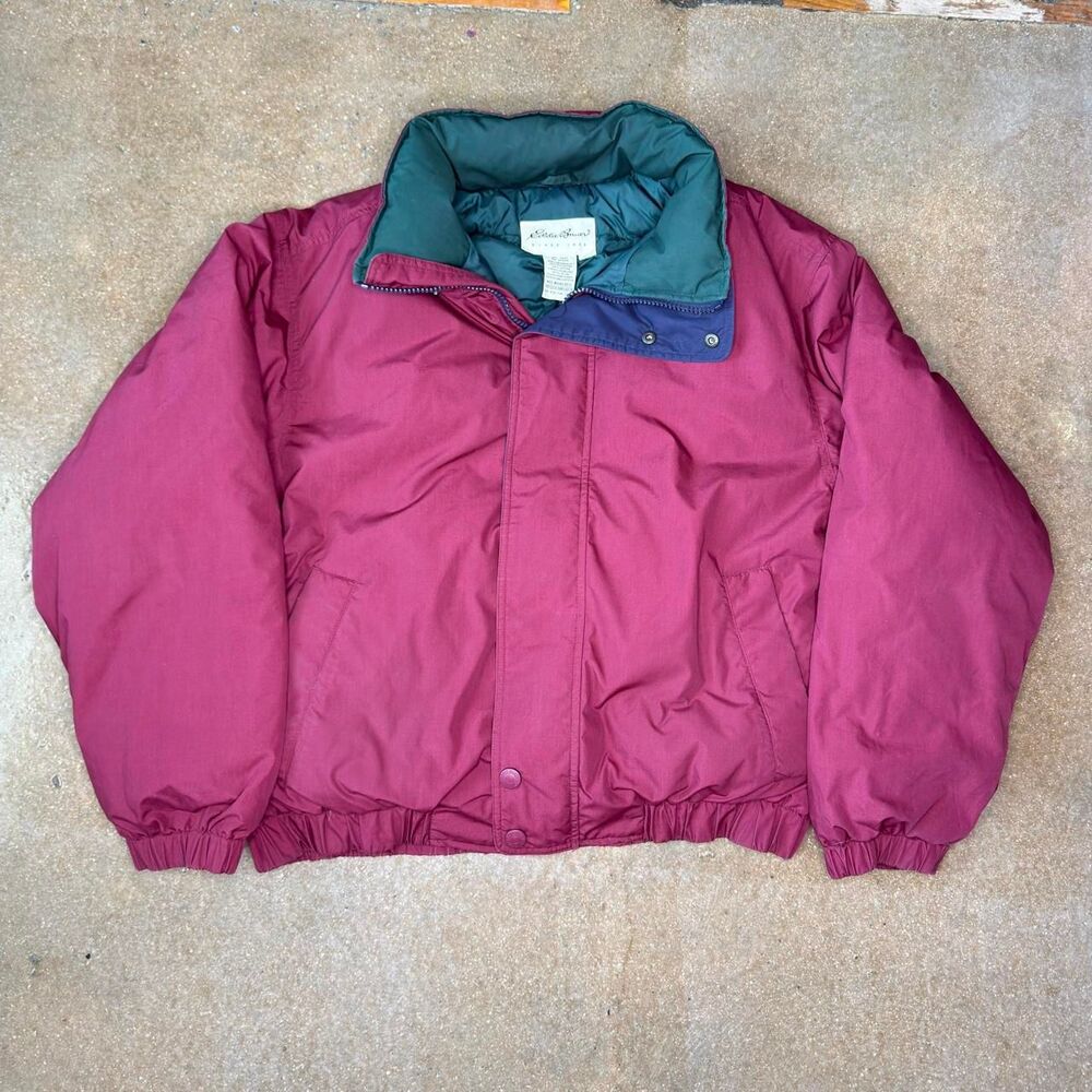 Vintage Eddie Bauer Goose Down Puffer Jacket Mens M 90s Colorblock Gorpcore